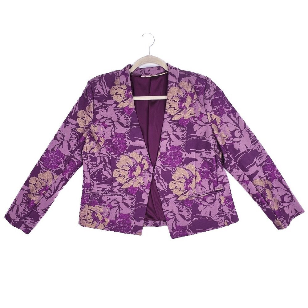 Soft Surroundings Tuscan Rose‎ Floral Jacket Blazer Amethyst Gold - Picture 2 of 8